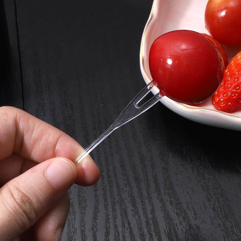 一次性水果叉整箱透明两齿塑料叉果签果插单独包装 - 图0
