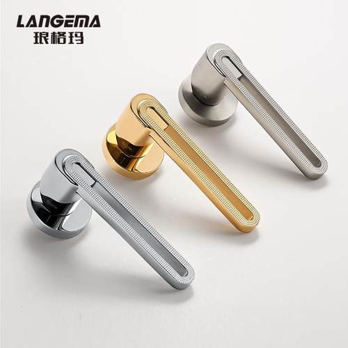 琅格玛法式轻奢哑光镀铬银色门锁静音分体式室内卧室门锌合金门锁 - 图0