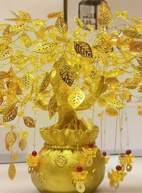 正品发财树摆件客厅酒柜展台前台乔迁开业送礼高级橱窗正品摆件