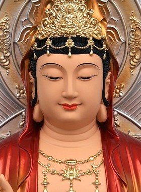 树脂观音菩萨佛像供奉释迦牟尼佛像地藏王菩萨闭眼娑婆三圣大背光