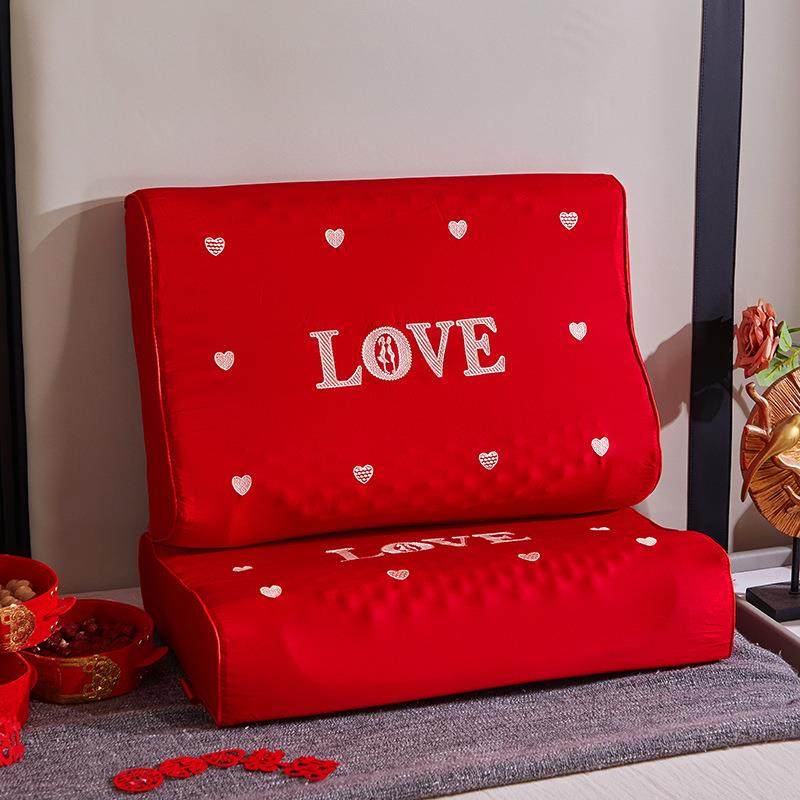 婚庆乳胶枕大红枕芯婚庆枕头纯棉刺绣红色乳胶枕头结婚用枕头,淘宝优惠券,粉丝福利购,淘宝优惠卷