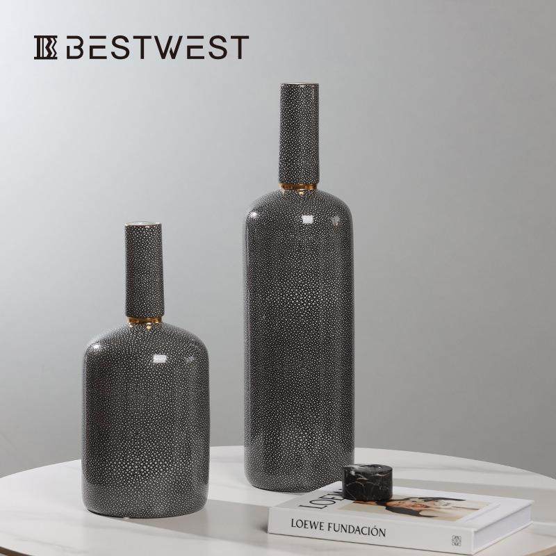 博西家居新中式复古小口陶瓷花瓶家居客厅创意插花器摆件装饰品,淘宝优惠券,粉丝福利购,淘宝优惠卷