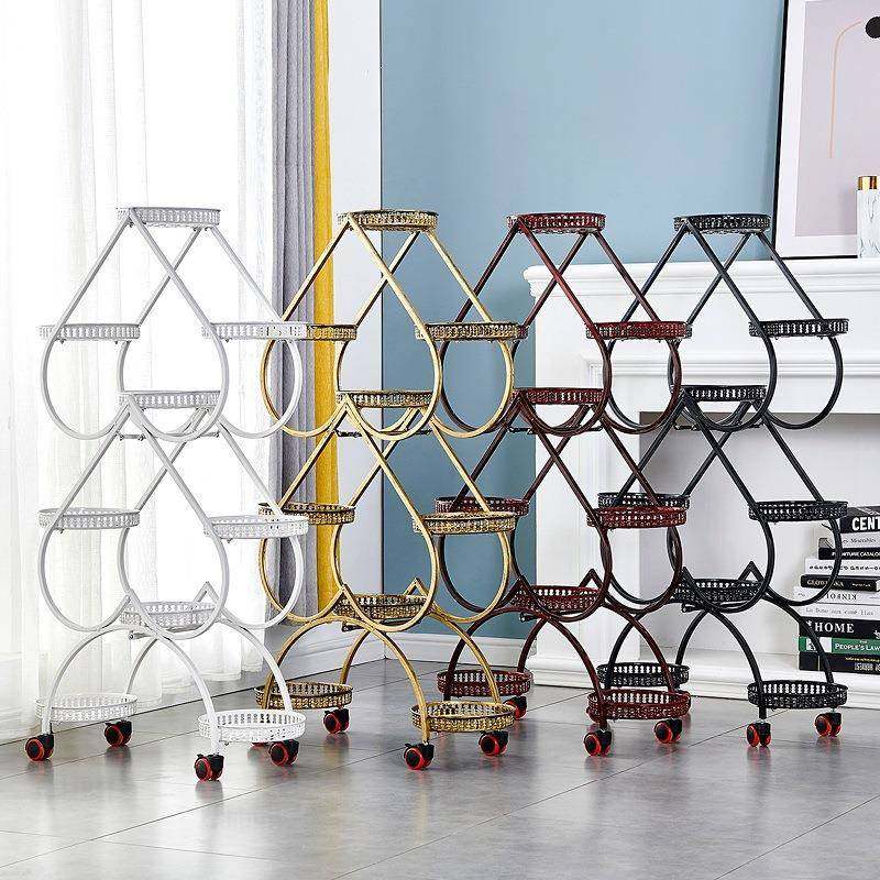 花架置物架铁艺多层带轮落地式绿萝花盆架客厅阳台心型花架子家用,淘宝优惠券,粉丝福利购,淘宝优惠卷