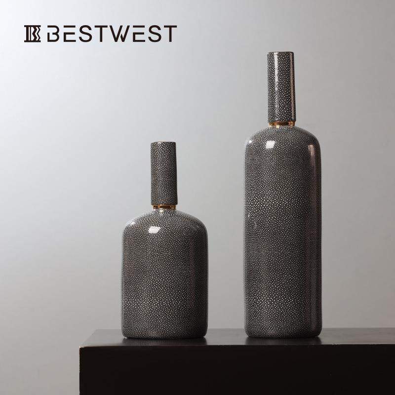 博西家居新中式复古小口陶瓷花瓶家居客厅创意插花器摆件装饰品,淘宝优惠券,粉丝福利购,淘宝优惠卷