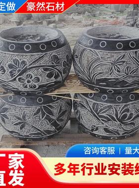 热销青石柱墩底座石墩子垫基石柱脚石庭院门墩圆墩空心石柱础柱顶