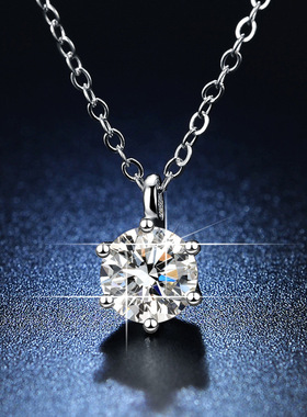 925莫桑石项链女一克拉结婚吊坠纯银钻石锁骨链女友老婆生日礼物