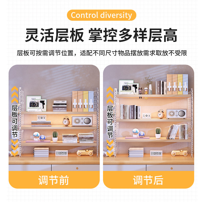 Desktop storage rack acrylic hole board table bookshelf desk student dormitory office multi-layer storage rack
