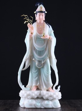 观世音大势至菩萨阿弥陀佛像汉白玉西方三圣神像观音菩萨供奉摆件