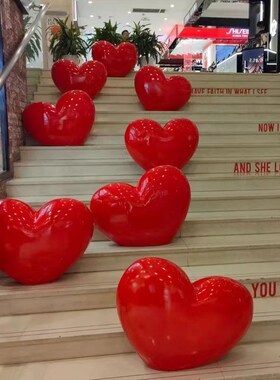 玻璃钢网红爱心雕塑摆件户外大型落地心形景观景区步行街打卡装饰