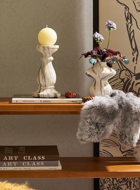 南洋风泰式东南亚风格装饰品边柜原木风陶瓷烛台摆件民宿房间软装