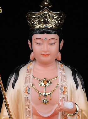 汉白玉文殊普贤菩萨文殊普贤像华严三圣坐像供奉家用佛像摆件