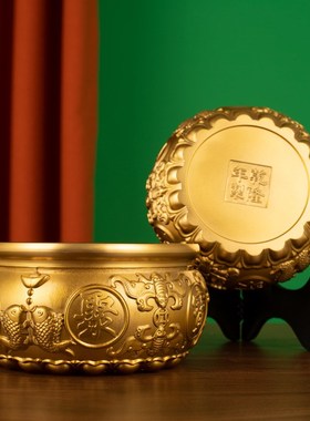 纯铜生财黄铜聚宝盆招八方来财结婚陪嫁用的客厅摆件铜盆店铺公司