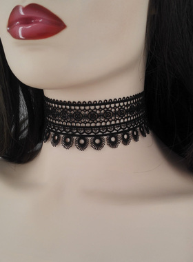 脖子装饰品女颈带蕾丝花边脖链颈链锁骨链遮疤痕颈纹项链宽脖子圈