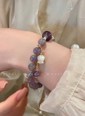 紫水晶铃兰花串珠手链女士2024新款高级感手饰森系夏天小清新手串
