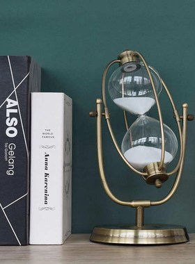 现代创意抽象几何金属地球仪沙漏摆件客厅办公室桌面轻奢装饰品