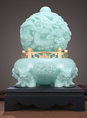 招财九龙乾坤鼎玉石摆件开业礼