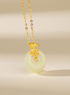 轻奢小众和田玉三生有杏项链女