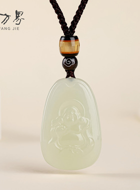 天然和田玉逍遥佛公吊坠女款