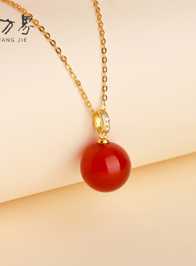 天然红玛瑙单珠吊坠项链