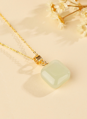 S925银和田玉甜蜜方糖玉吊坠