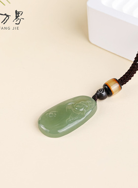 和田玉莲花佛吊坠女款