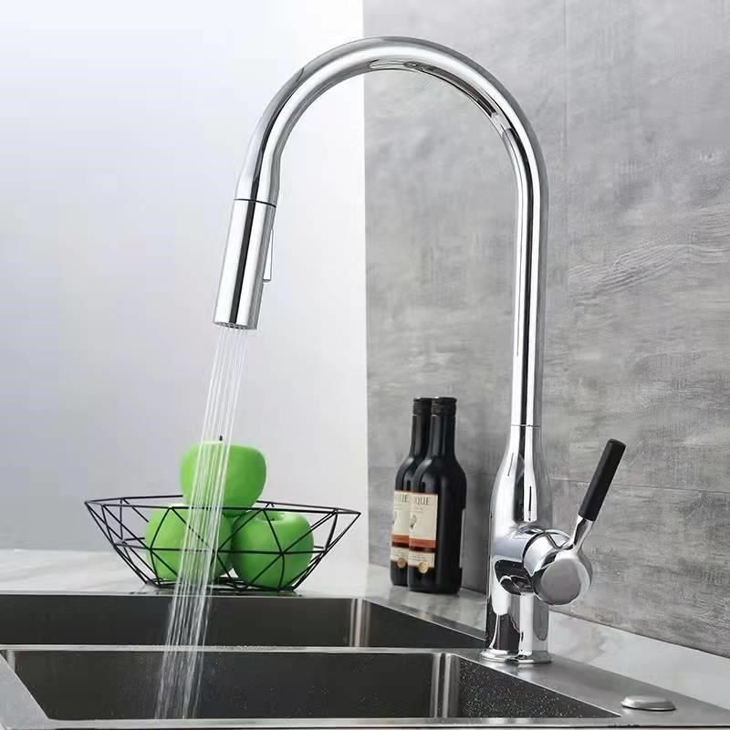 全铜枪灰厨房水龙头抽拉式冷热双出水可旋转洗菜盆水槽伸缩龙头,淘宝优惠券,粉丝福利购,淘宝优惠卷