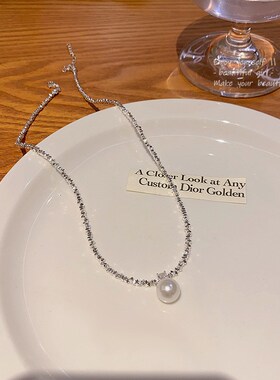 轻奢小众碎银子珍珠项链高级感设计感网红爆款锁骨链百搭气质颈链