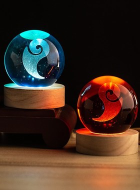 哪吒魔童闹海魔丸敖丙灵珠同款水晶球手办模型周边小夜灯夜灯摆件
