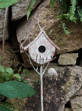 做旧铁艺鸟窝花 花架插花园花园户外庭院 乡村爬藤架园艺品小美式