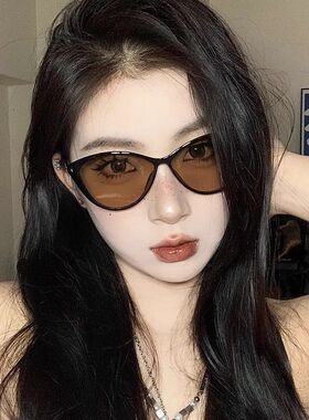 墨镜女猫眼太阳镜2025新款潮防紫外线网红辣妹眼镜高级感黑框茶色