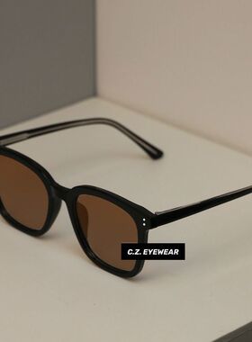 落日色 韩国ins风方形新款墨镜女圆脸显瘦配度数近视太阳眼镜男