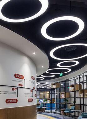 空心圆吊灯餐厅走廊前台展厅圆环吊灯现代简约led圆形办公吊灯