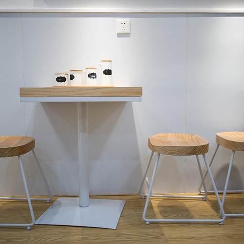 网红店现代简约实木餐桌奶茶店桌椅甜品店白色桌椅餐厅原木桌子 - 图2