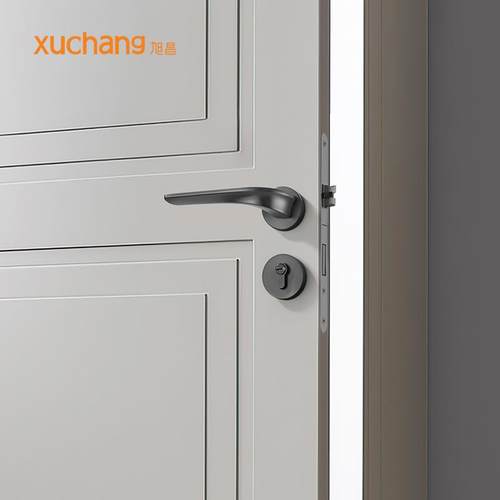 现代门锁室内卧室房门锁木门静音磁吸分体金色黑镍拉丝家用门把手 - 图2