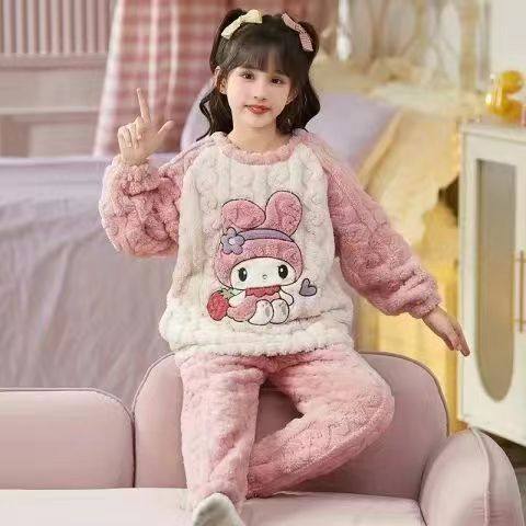新款女童睡衣法兰绒秋冬季加绒加厚儿童女孩珊瑚绒保暖家居服套装,淘宝优惠券,粉丝福利购,淘宝优惠卷