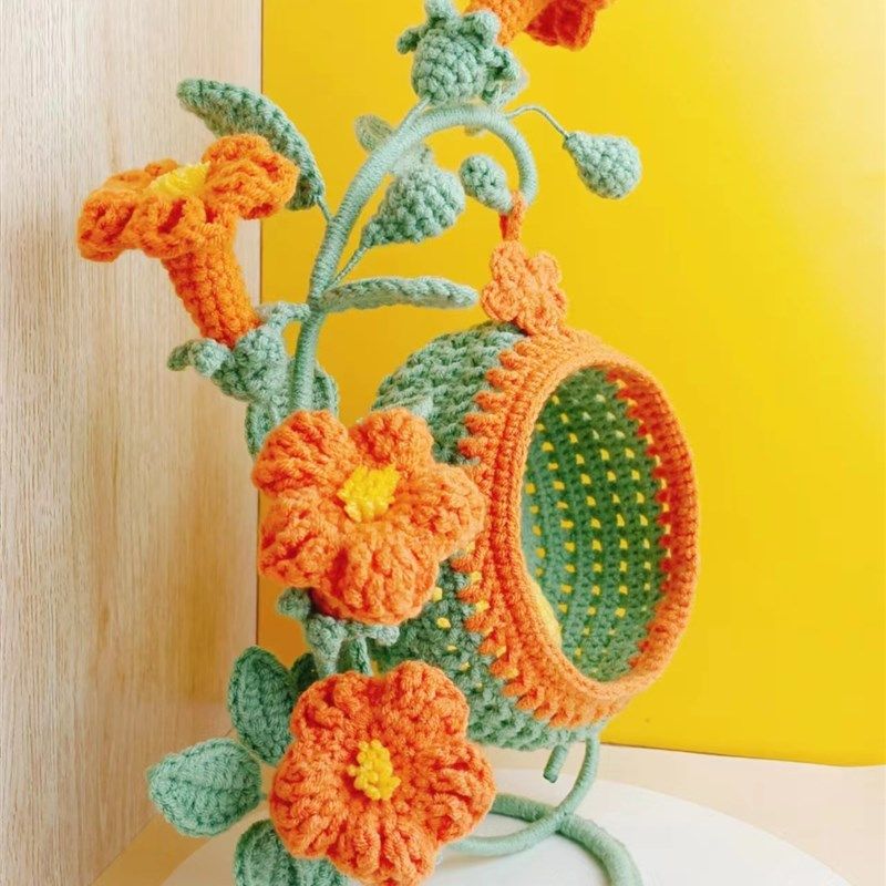 凌霄花娃用花架玩偶吊篮手工钩织娃屋吊床成品创意礼品礼物摆件,淘宝优惠券,粉丝福利购,淘宝优惠卷