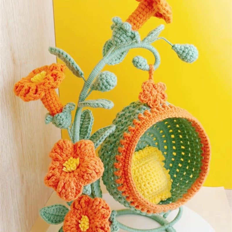 凌霄花娃用花架玩偶吊篮手工钩织娃屋吊床成品创意礼品礼物摆件,淘宝优惠券,粉丝福利购,淘宝优惠卷