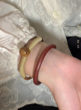 藏式皮革编绳缠绕磁扣手环女新中式复古手镯小众高级手链情侣手饰