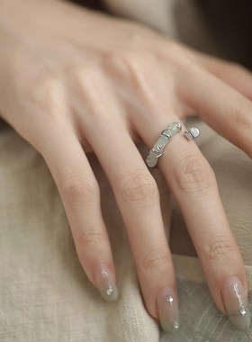 小众设计竹节戒指女中国风时尚个性简约百搭级感古风开口食指戒