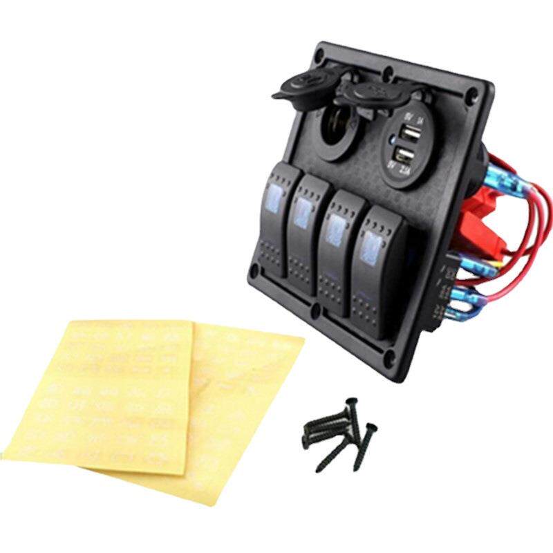 4位船型开关面板ON-OFF双灯配双USB+12V电源汽车4GANG开关板z - 图3