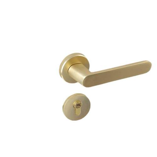 简约风格铜拉丝门锁卧室把手分体锁静音实木家用现代房静谧房间门 - 图3