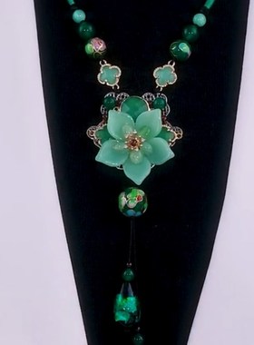 复古民族风毛衣链2022年新款挂件女秋冬气质莲花项链吊坠旗袍配饰