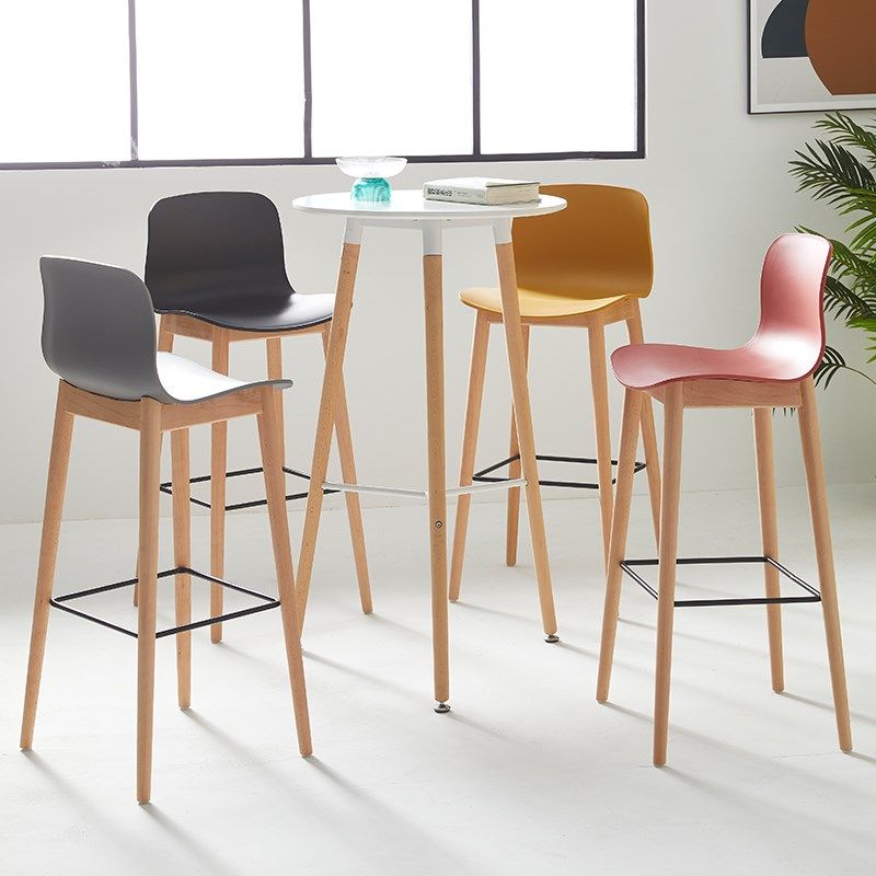 北欧实木吧台椅家用靠背高脚凳奶茶店吧椅现代简约高脚椅前台吧凳,淘宝优惠券,粉丝福利购,淘宝优惠卷