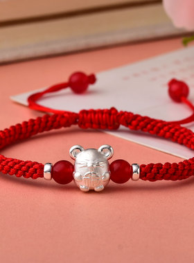 银鼠红绳手链男女开运情侣红手绳本命年鼠牛手串生日礼品