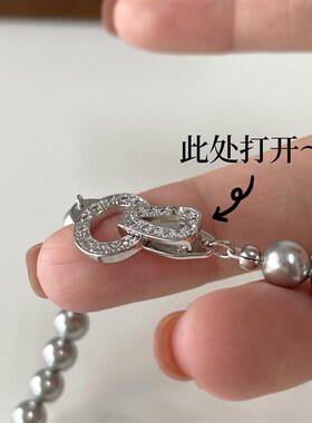 真多麻灰珍珠项链女款2024新款爆款轻奢小众高级感气质百搭锁骨链