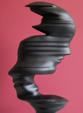 黑白抽象人物断件雕塑现极简酒店玄关隔摆电视柜大号艺术装饰品