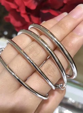 光圈圆棍手镯PT950铂金精品手环正圆型推拉空实心定制情人节生日