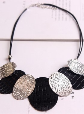 秋冬简约大气韩国时尚夸张锁骨链气质短款毛衣链配饰女衣服挂件