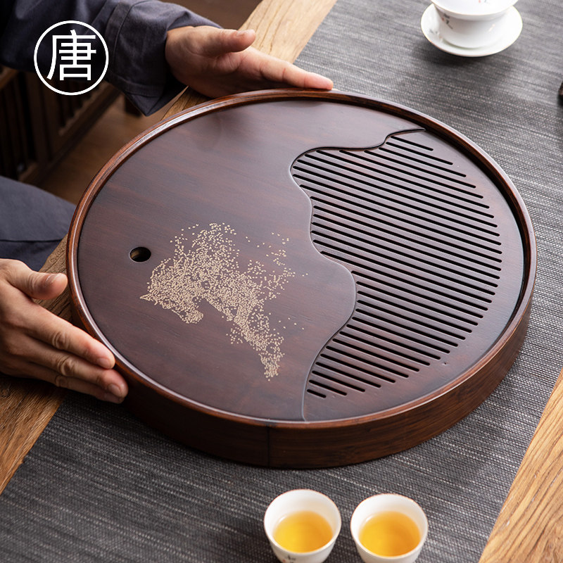 小型茶盘家用沥水托盘茶具茶台一人用简易竹制圆形蓄水茶海干泡,淘宝优惠券,粉丝福利购,淘宝优惠卷
