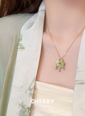 新中式祥云如意锁项链女国潮古风清冷感汉服锁骨链小众高级感颈链